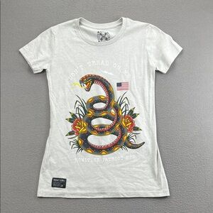 Howitzer “Don’t Tread On Me” Graphic Tee – Snake & Flag Cream Women’s Size Small
